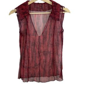 Free People Y2K Red Black Witchy Goth Babe Gothic Fairy Sheer Tank Top XS *read